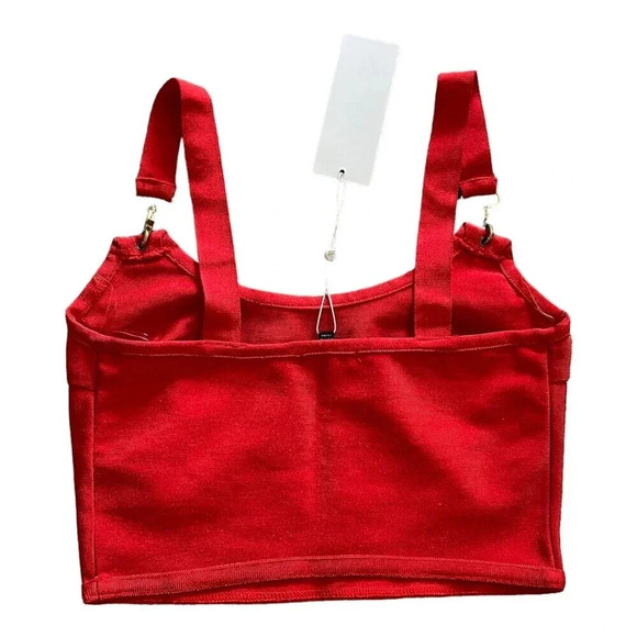 WOW COUTURE Red Hook Strap Bandage Crop Top S - Picture 3 of 5